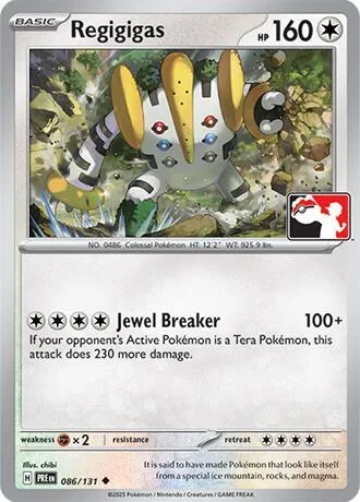 Regigigas Play! Pokémon Prize Pack Series Seven card
