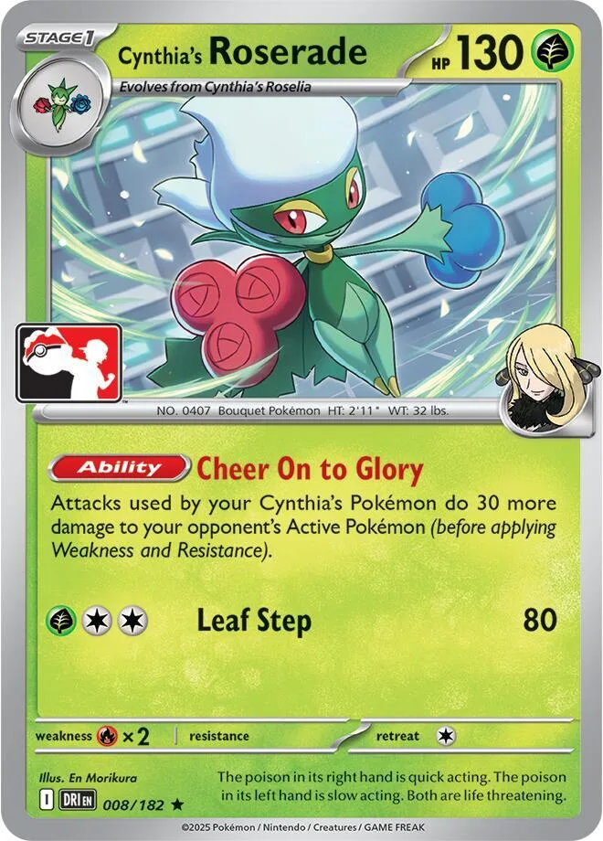 Cynthia's Roserade Play! Pokémon Prize Pack Series Eight card