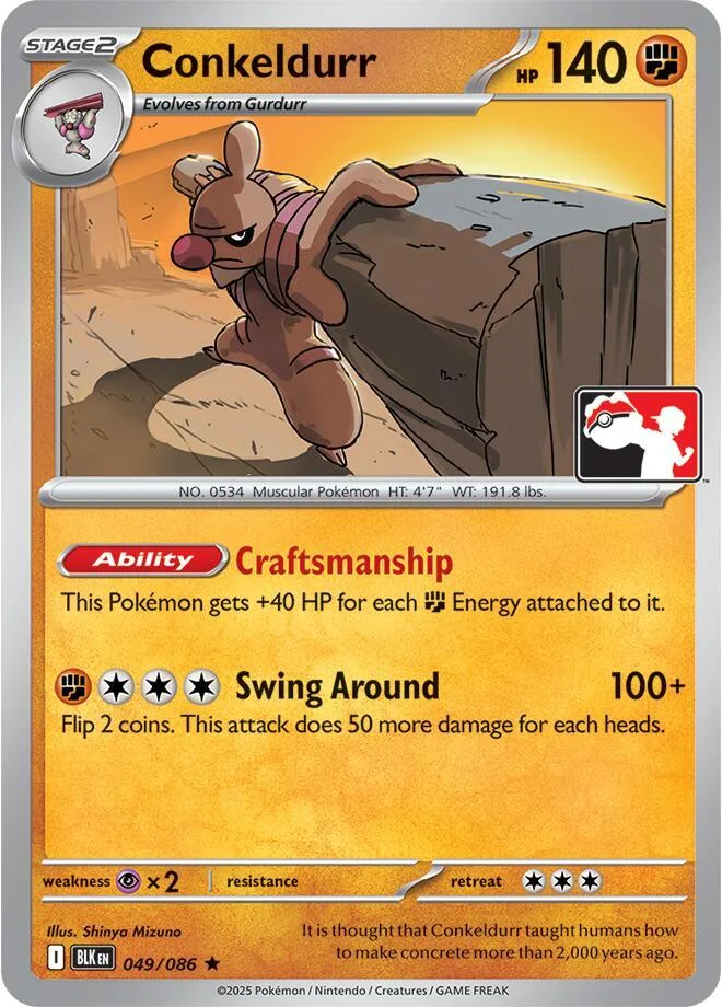 Conkeldurr Play! Pokémon Prize Pack Series Eight card
