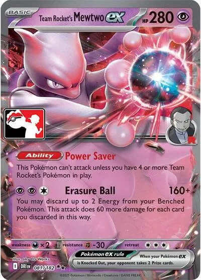 Team Rocket's Mewtwo ex Play! Pokémon Prize Pack Series Eight card