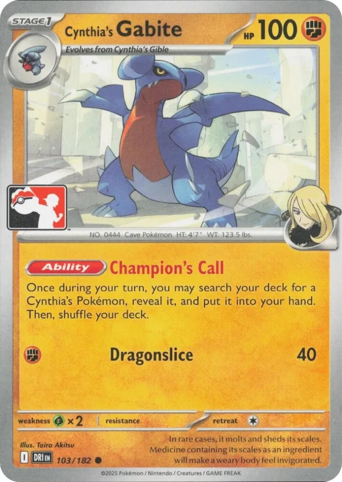 Cynthia's Gabite Play! Pokémon Prize Pack Series Eight card
