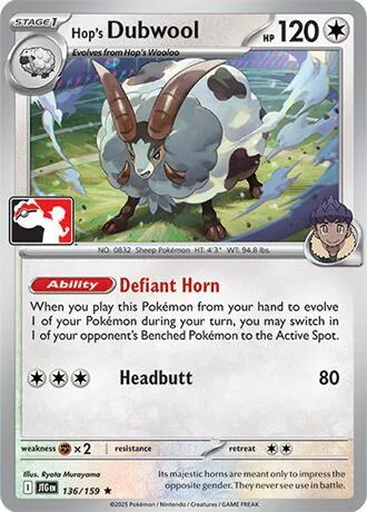 Hop's Dubwool Play! Pokémon Prize Pack Series Eight card