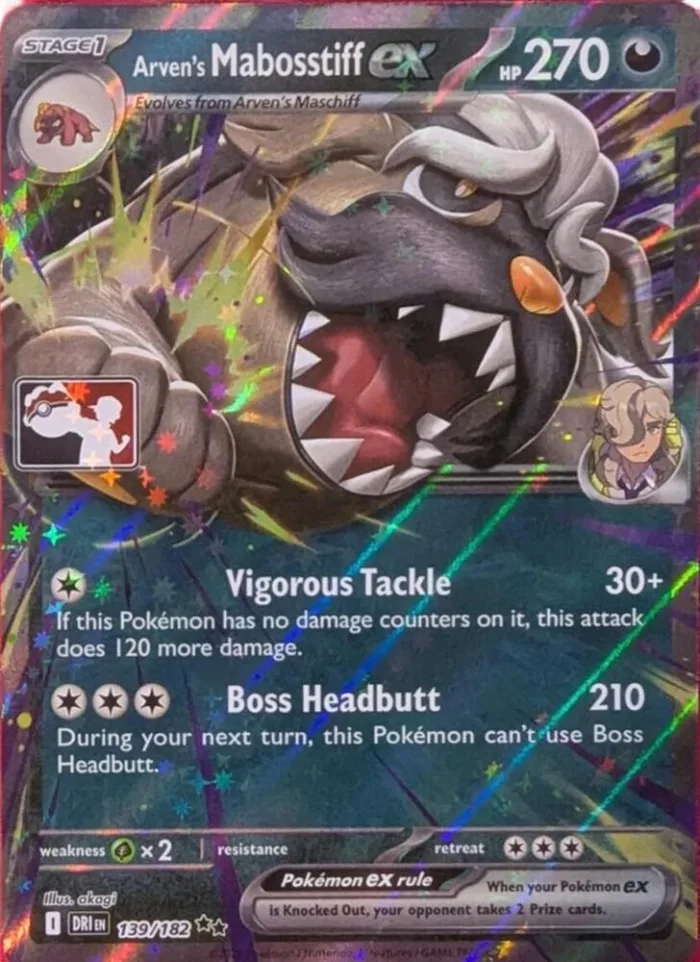 Arven's Mabosstiff ex Play! Pokémon Prize Pack Series Eight card