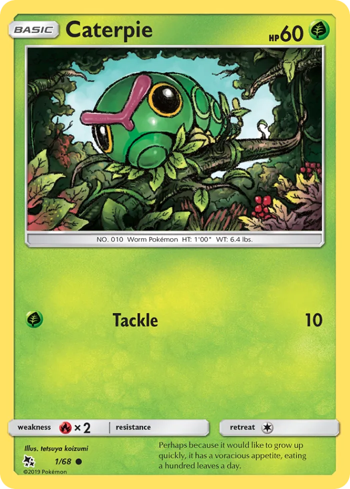 Caterpie #1 Hidden Fates Pokemon card