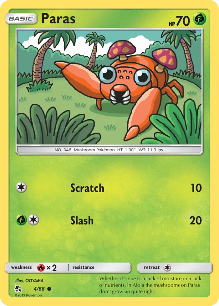 Paras #4 Hidden Fates Pokemon card