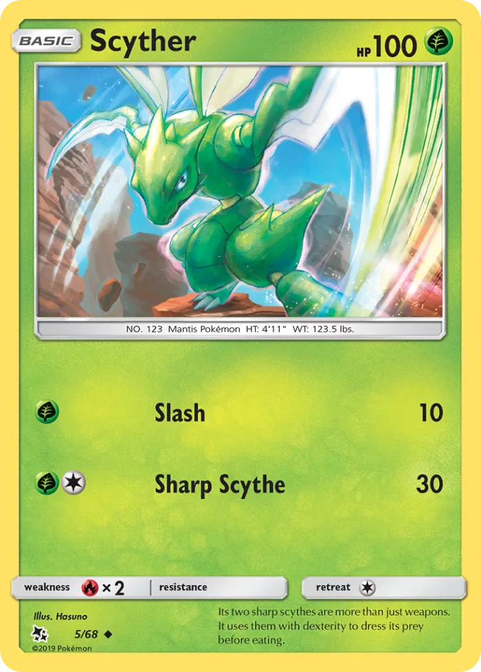 Scyther #5 Hidden Fates Pokemon card