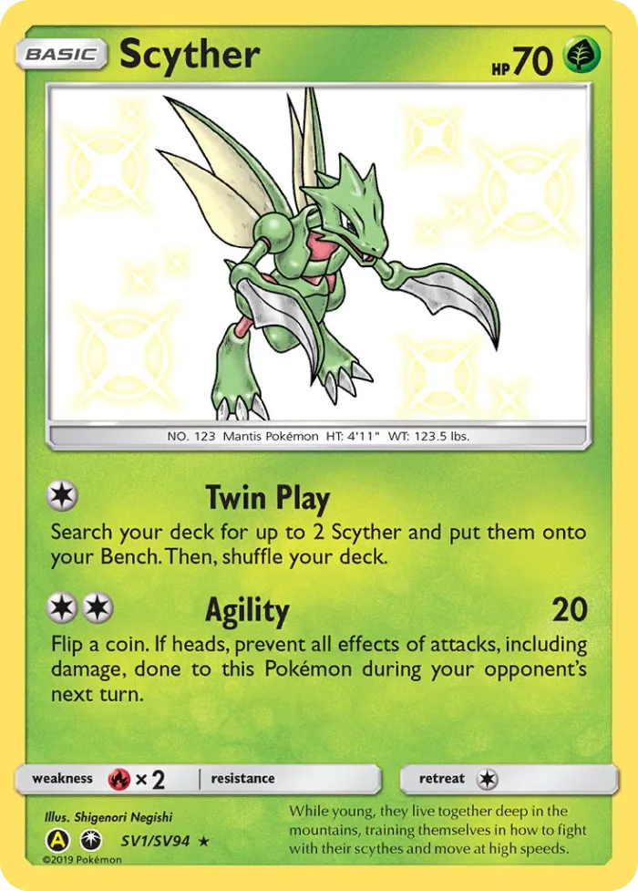 Scyther #SV1 Hidden Fates Pokemon card