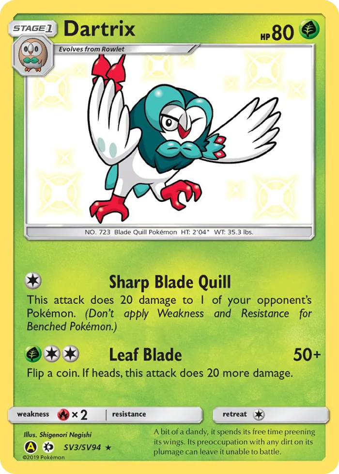 Dartrix #SV3 Hidden Fates Pokemon card