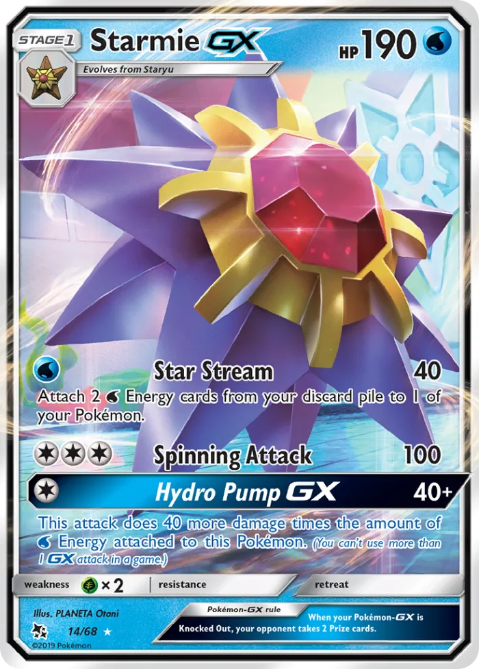 Starmie-GX #14 Hidden Fates Pokemon card