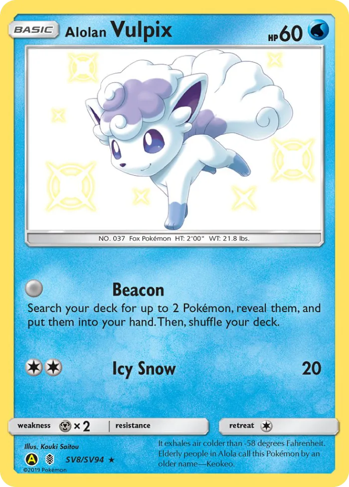 Alolan Vulpix #SV8 Hidden Fates Pokemon card