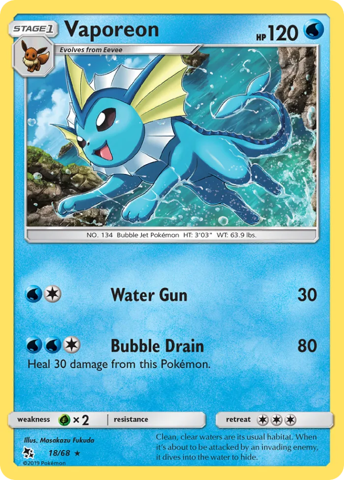 Vaporeon #18 Hidden Fates Pokemon card