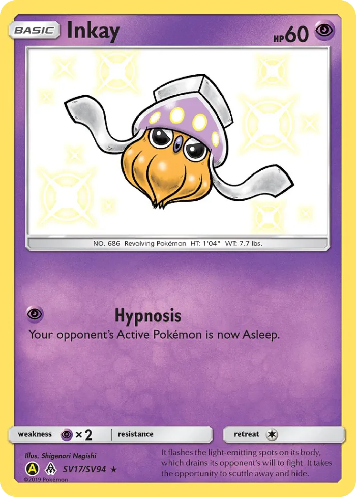 Inkay #SV17 Hidden Fates Pokemon card