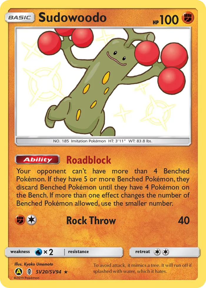 Sudowoodo #SV20 Hidden Fates Pokemon card