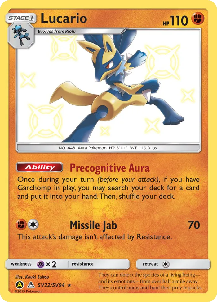 Lucario #SV22 Hidden Fates Pokemon card