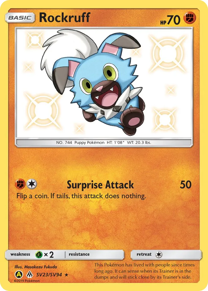 Rockruff #SV23 Hidden Fates Pokemon card
