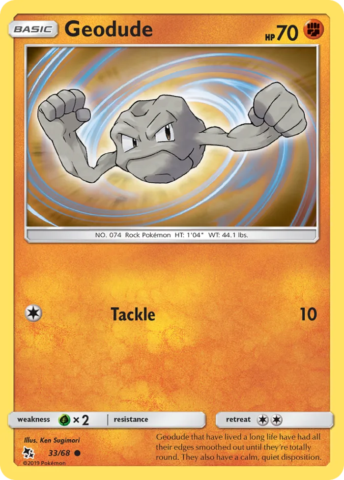 Geodude #33 Hidden Fates Pokemon card