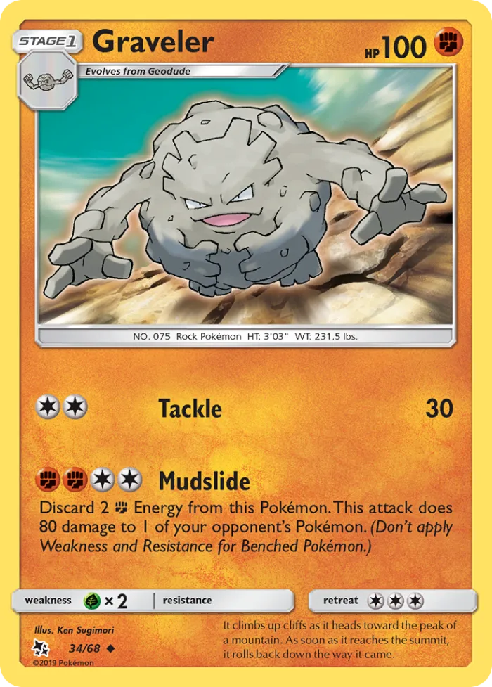 Graveler #34 Hidden Fates Pokemon card