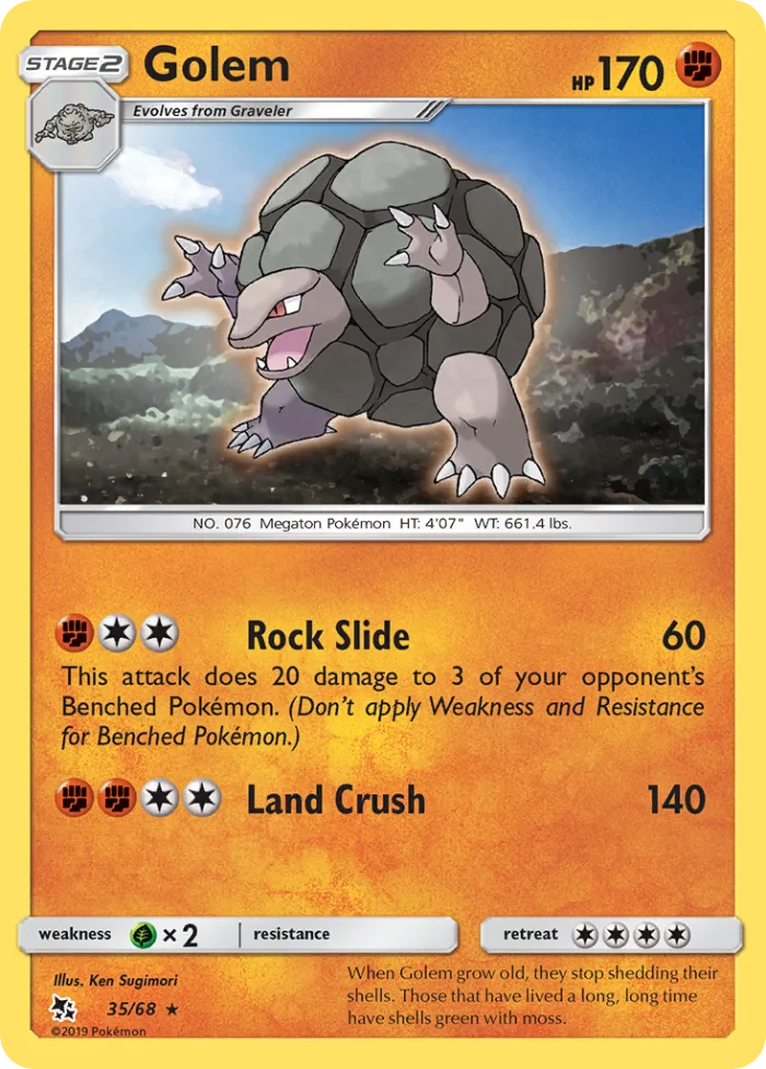 Golem #35 Hidden Fates Pokemon card