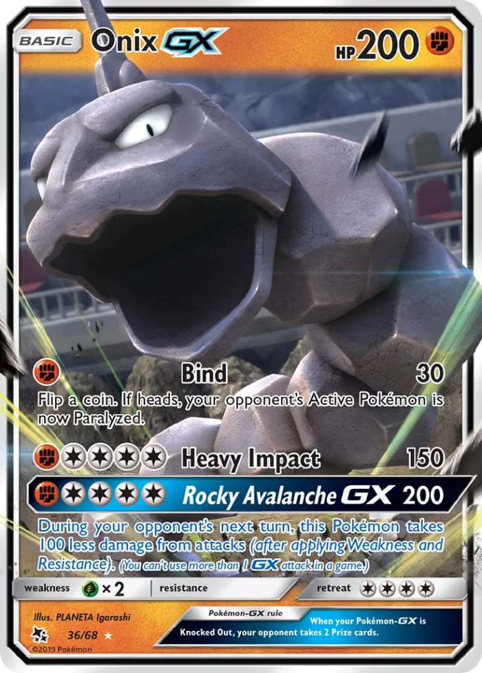 Onix-GX #36 Hidden Fates Pokemon card