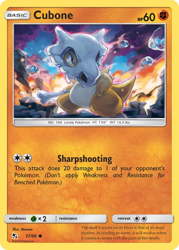 Cubone #37 Hidden Fates Pokemon card