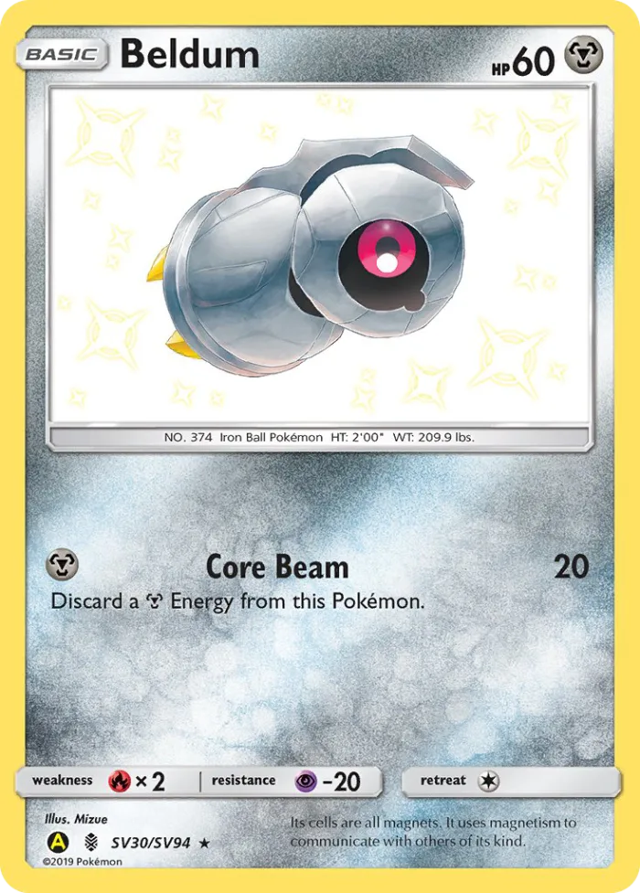 Beldum #SV30 Hidden Fates Pokemon card