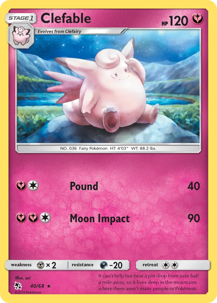 Clefable #40 Hidden Fates Pokemon card