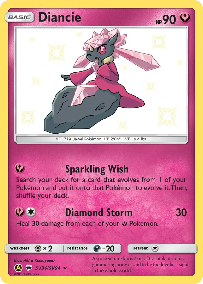 Diancie #SV36 Hidden Fates Pokemon card