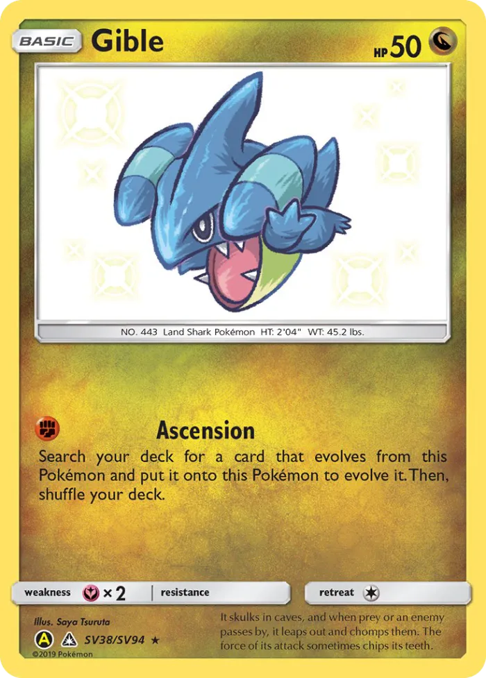 Gible #SV38 Hidden Fates Pokemon card