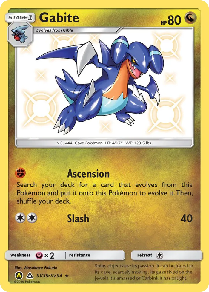 Gabite #SV39 Hidden Fates Pokemon card