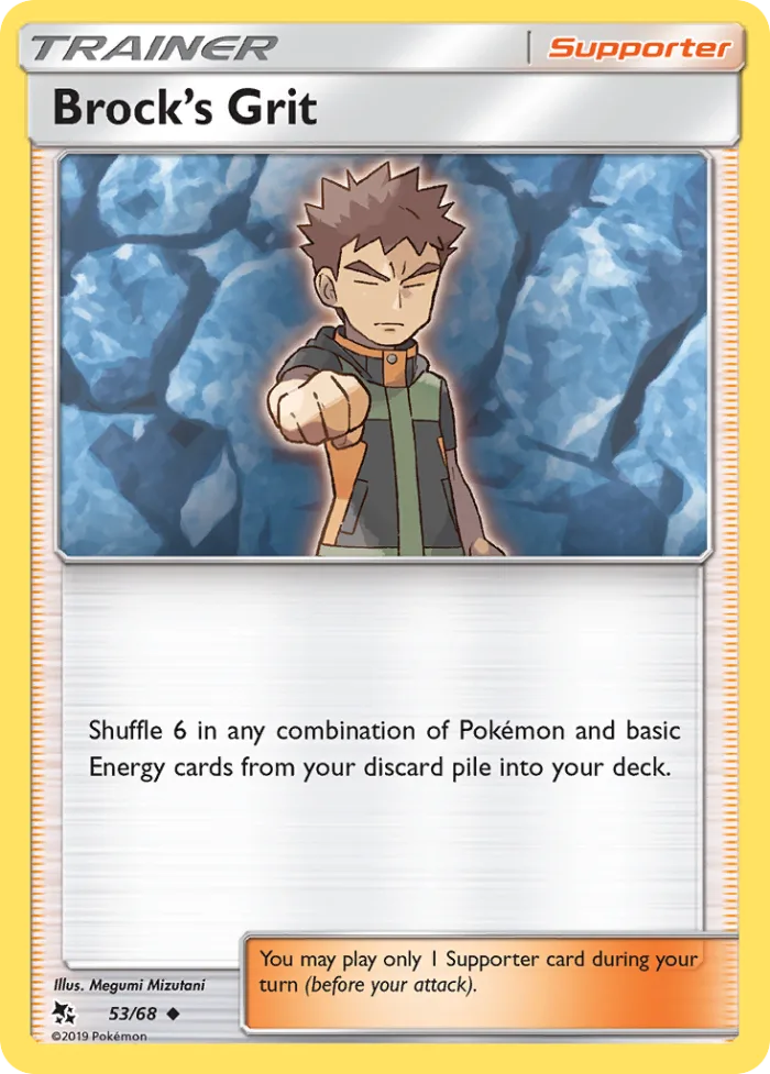 Brock's Grit #53 Hidden Fates Pokemon card
