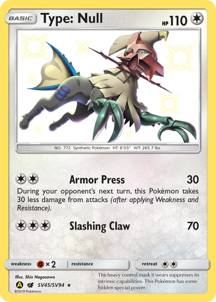 Type: Null #SV45 Hidden Fates Pokemon card