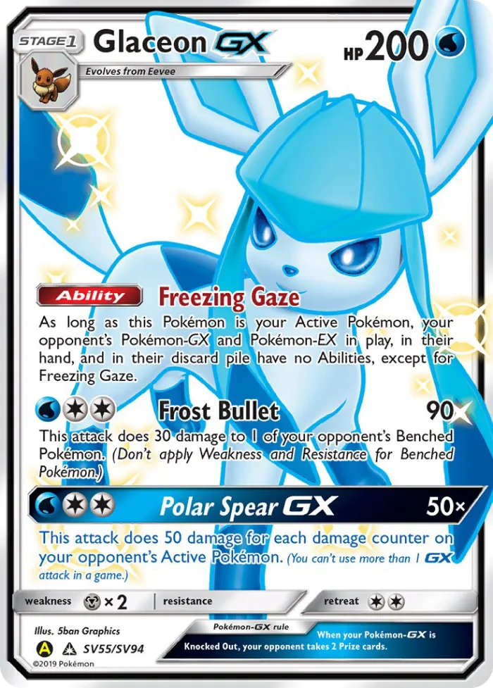 Glaceon-GX #SV55 Hidden Fates Pokemon card