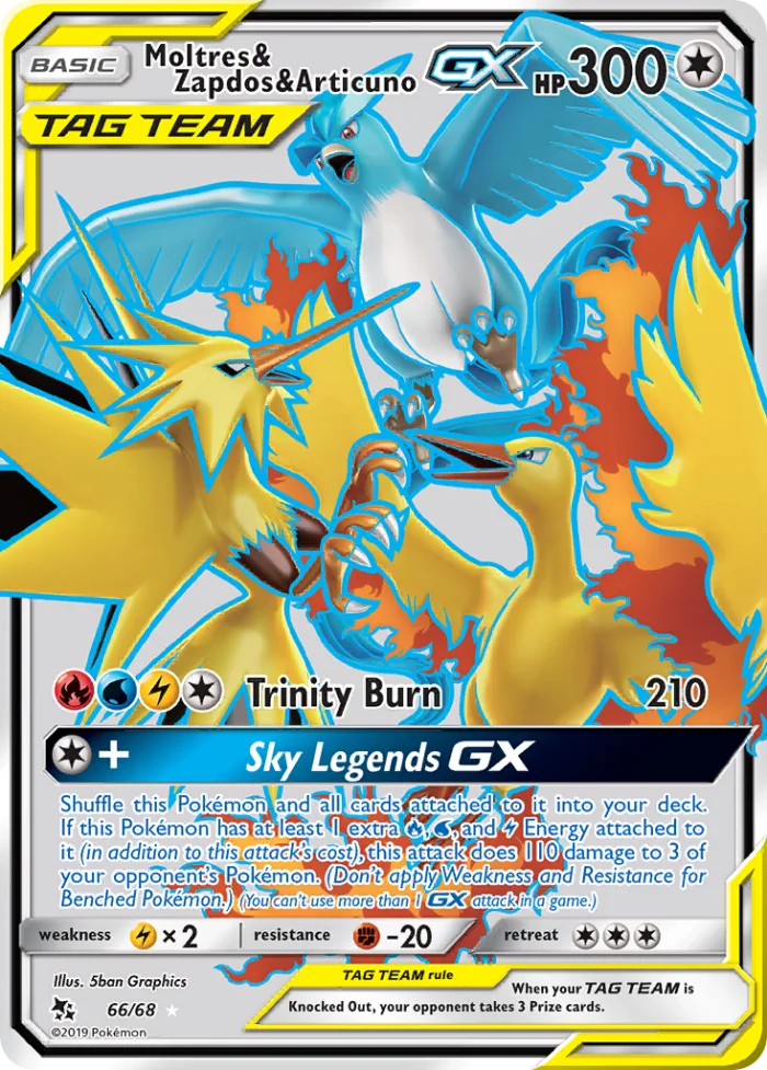 Moltres & Zapdos & Articuno-GX #66 Hidden Fates Pokemon card