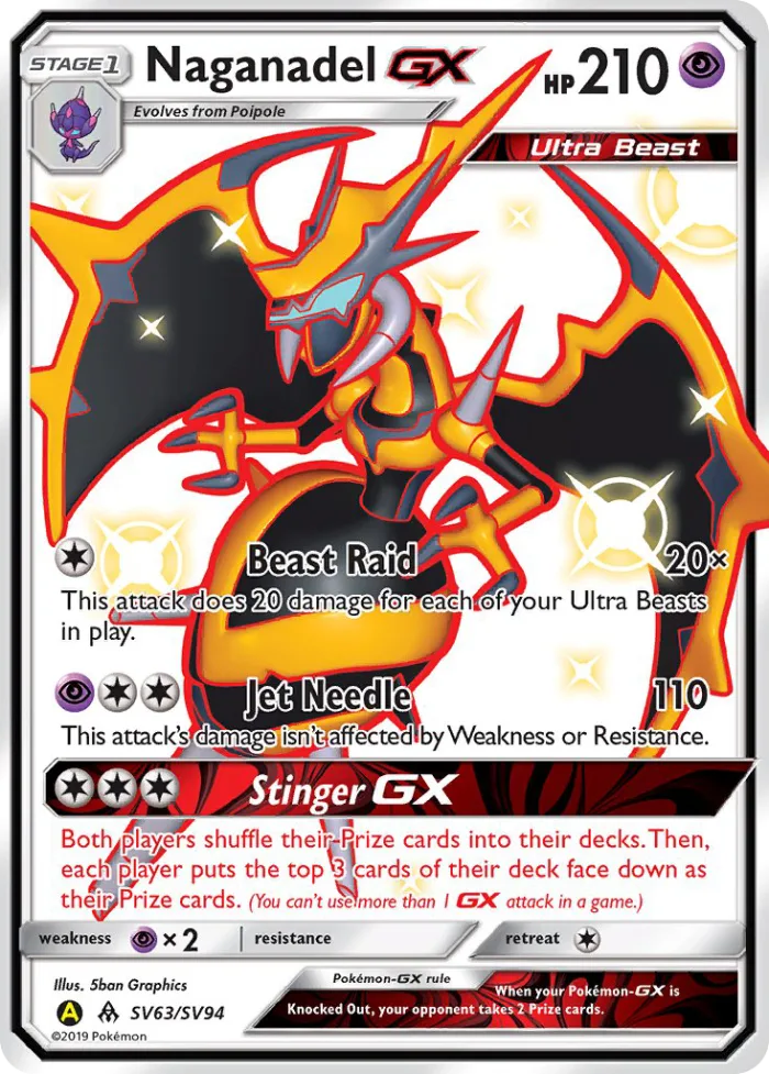 Naganadel-GX #SV63 Hidden Fates Pokemon card