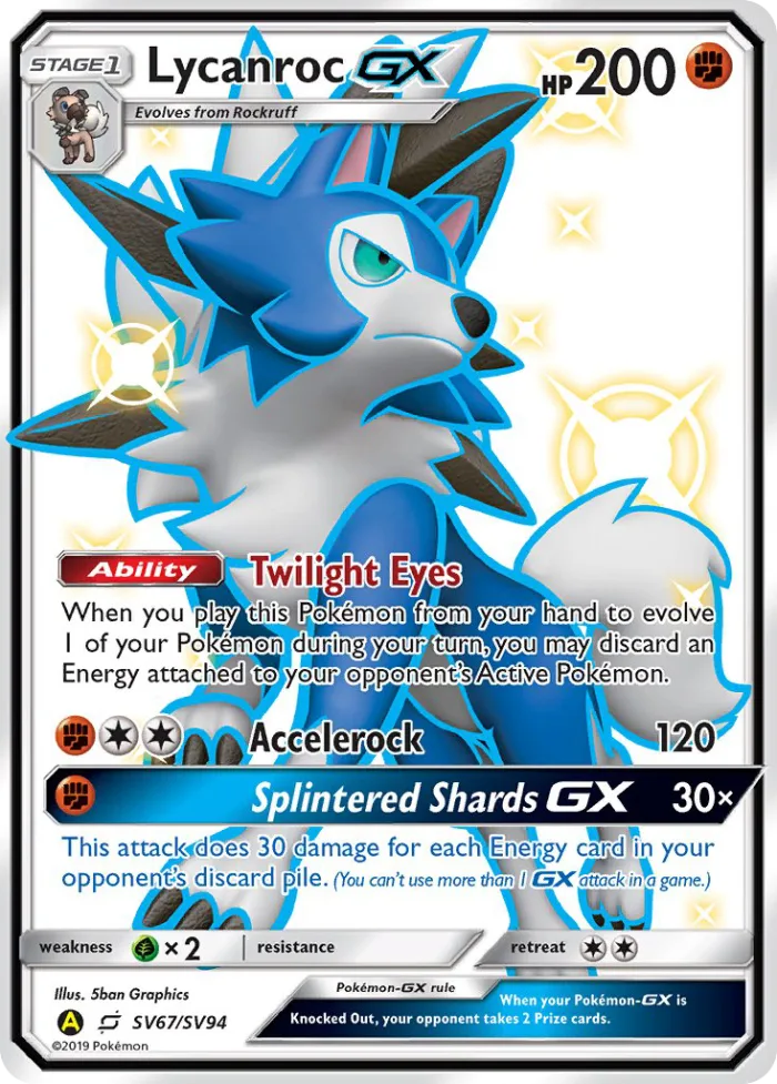 Lycanroc-GX #SV67 Hidden Fates Pokemon card