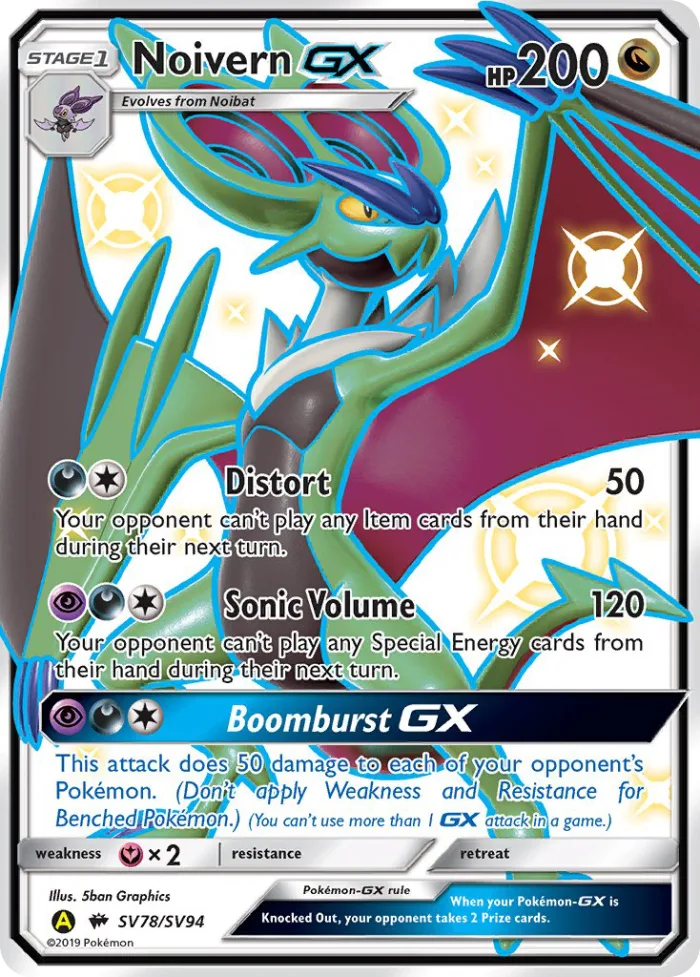 Noivern-GX #SV78 Hidden Fates Pokemon card