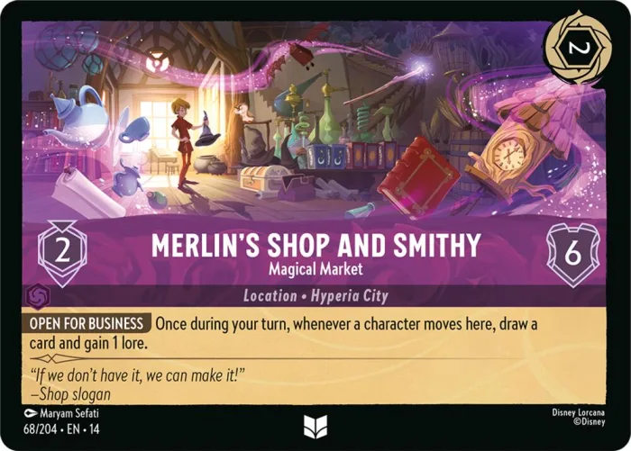 Merlin's Shop and Smithy Hyperia City card