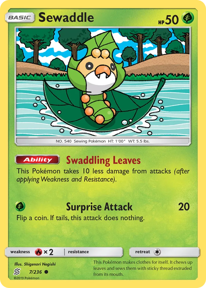 Sewaddle #7 Unified Minds Pokemon card