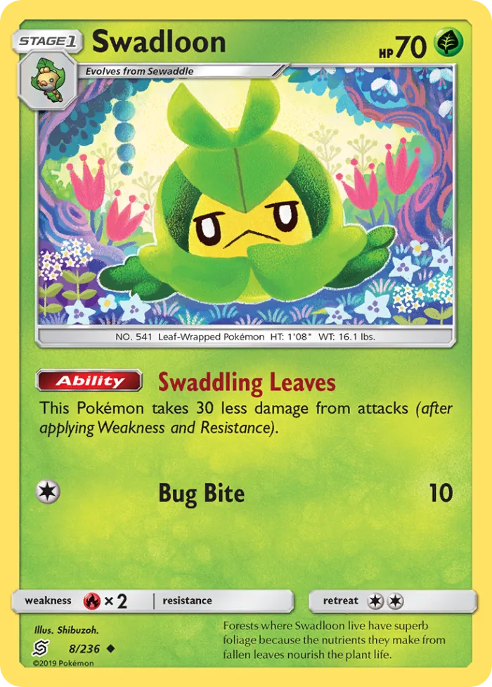 Swadloon #8 Unified Minds Pokemon card