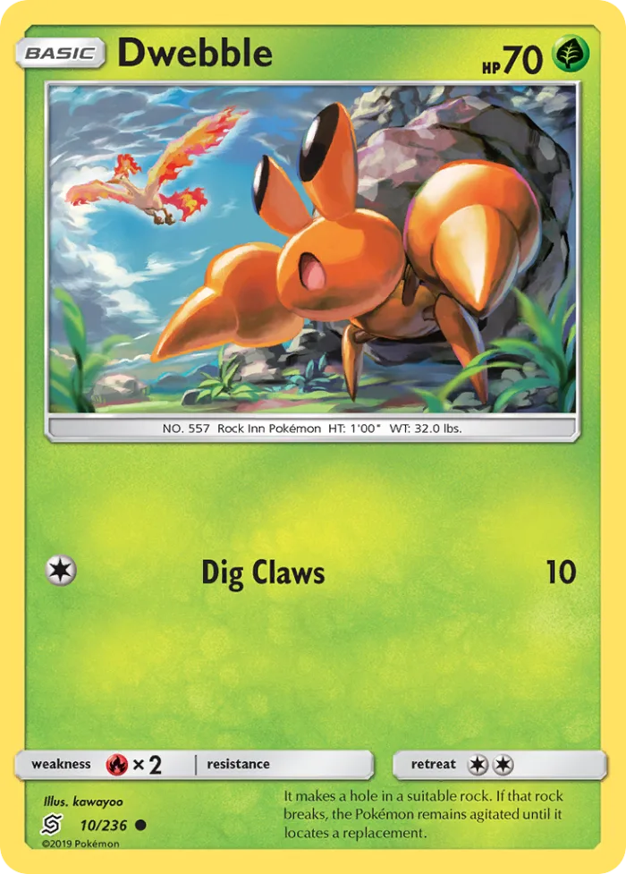 Dwebble #10 Unified Minds Pokemon card