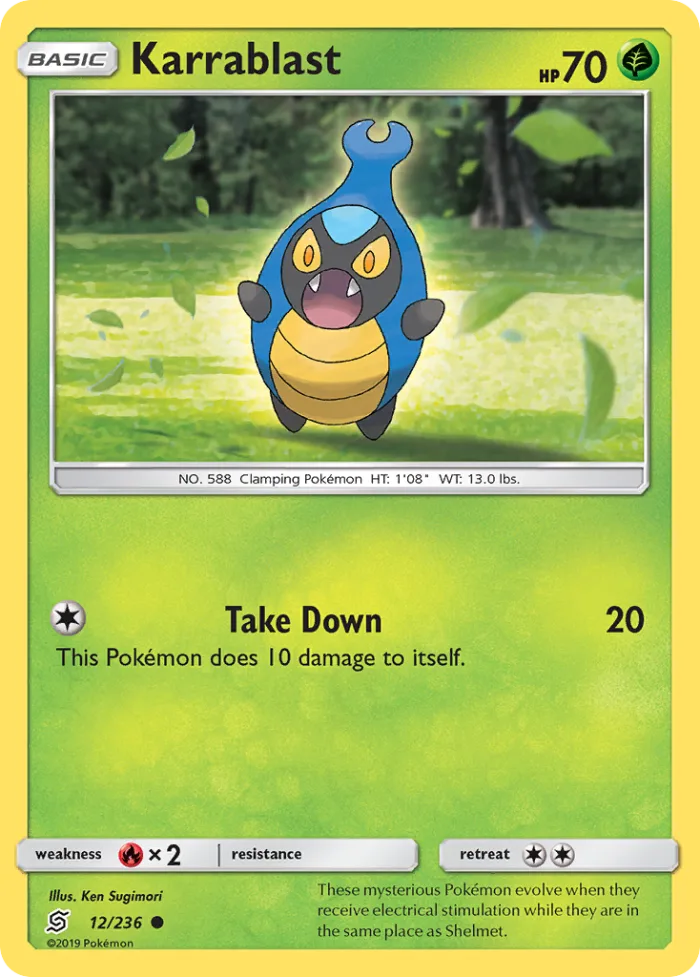 Karrablast #12 Unified Minds Pokemon card