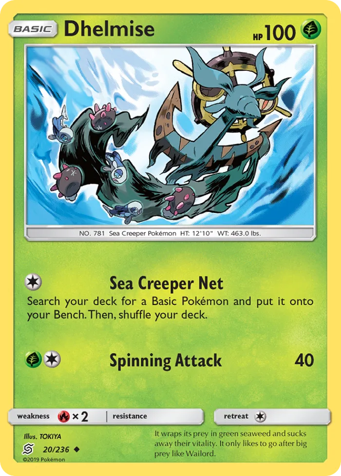Dhelmise #20 Unified Minds Pokemon card