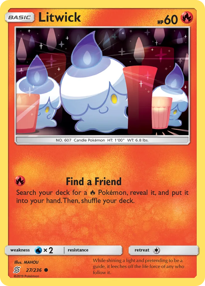 Litwick #27 Unified Minds Pokemon card