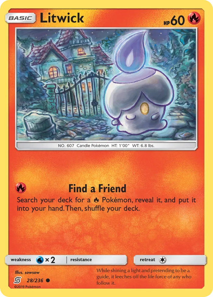 Litwick #28 Unified Minds Pokemon card