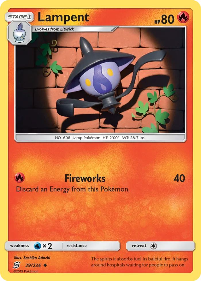 Lampent #29 Unified Minds Pokemon card