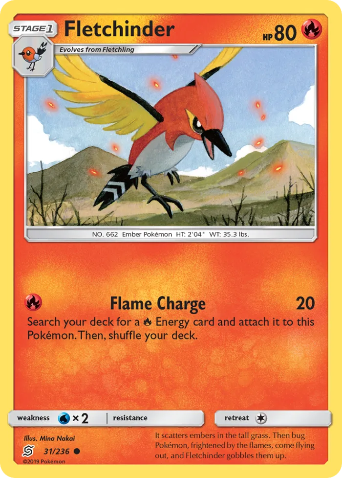 Fletchinder #31 Unified Minds Pokemon card