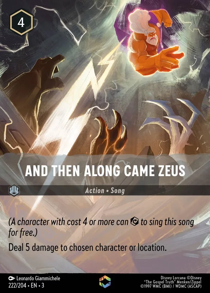 And Then Along Came Zeus #222 Into the Inklands Disney Lorcana card