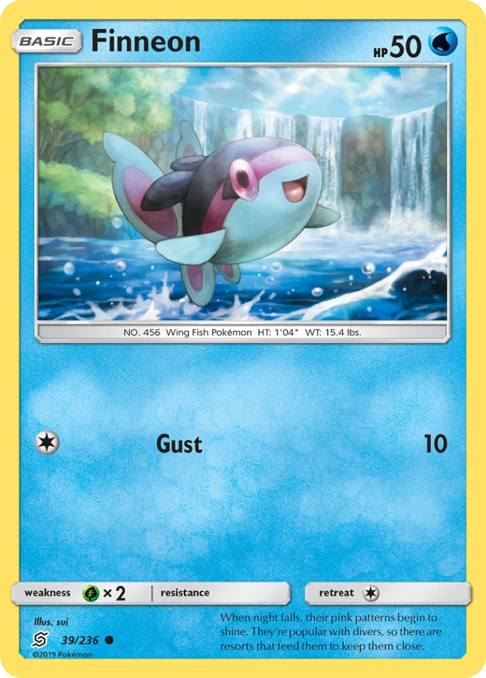 Finneon #39 Unified Minds Pokemon card
