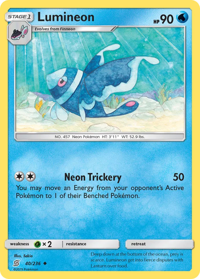 Lumineon #40 Unified Minds Pokemon card