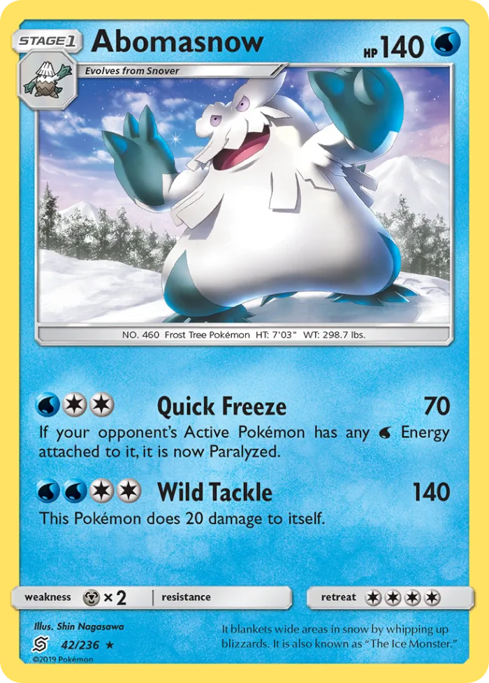 Abomasnow #42 Unified Minds Pokemon card